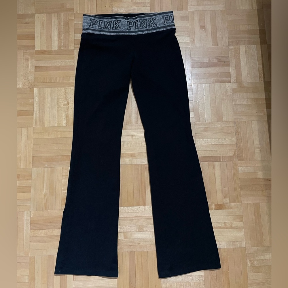 Victoria's Secret PINK Black Flared Leggings Yoga Pants Vintage Y2K